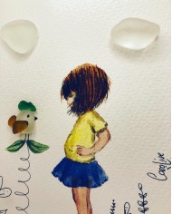 Ilustración pintada a mano artesanal con cristal marino