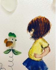 Ilustración pintada a mano artesanal con cristal marino