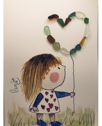 Ilustración pintada a mano con cristal marino