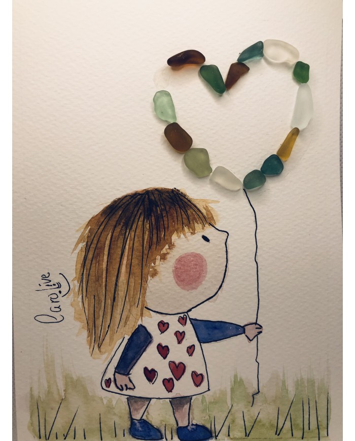 Ilustración pintada a mano con cristal marino