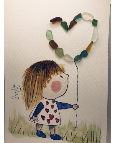 Ilustración pintada a mano con cristal marino