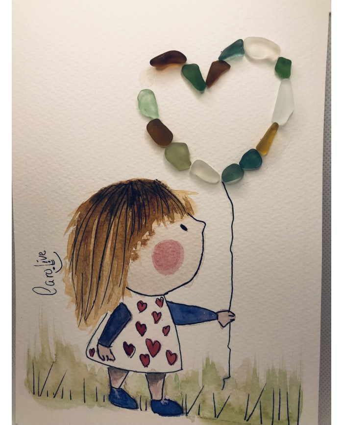 Ilustración pintada a mano con cristal marino