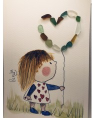 Ilustración pintada a mano con cristal marino