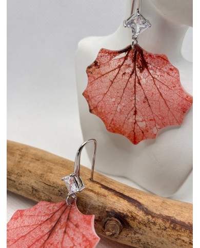 EDICIÓN LIMITADA pendientes artesanos de hoja natural esqueletizada