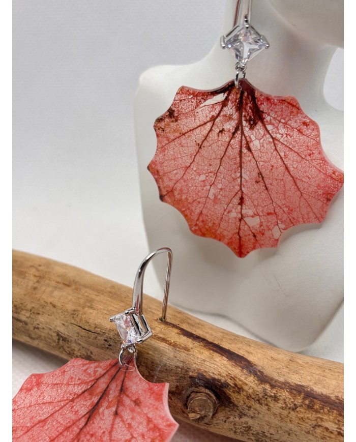 EDICIÓN LIMITADA pendientes artesanos de hoja natural esqueletizada