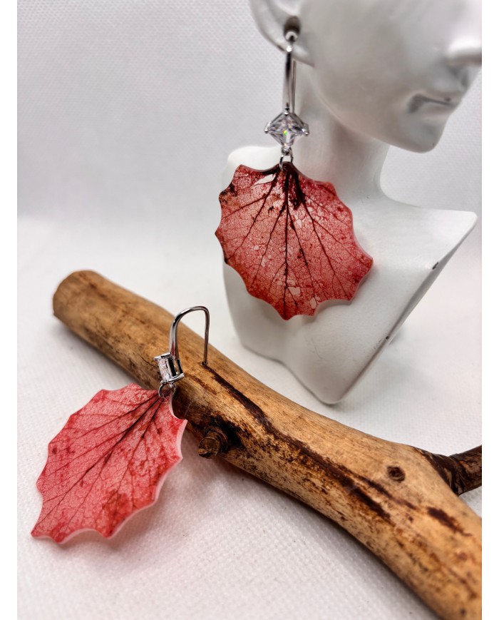EDICIÓN LIMITADA pendientes artesanos de hoja natural esqueletizada