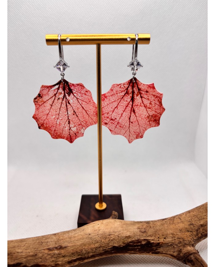 EDICIÓN LIMITADA pendientes artesanos de hoja natural esqueletizada