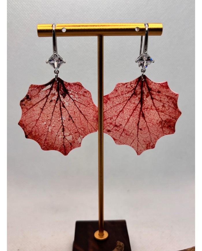 EDICIÓN LIMITADA pendientes artesanos de hoja natural esqueletizada