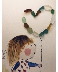 Ilustración pintada a mano con cristal marino