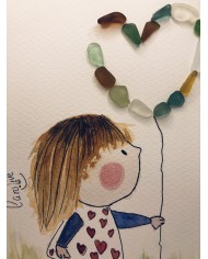 Ilustración pintada a mano con cristal marino