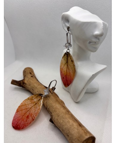 EDICIÓN LIMITADA pendientes artesanos de hoja natural esqueletizada