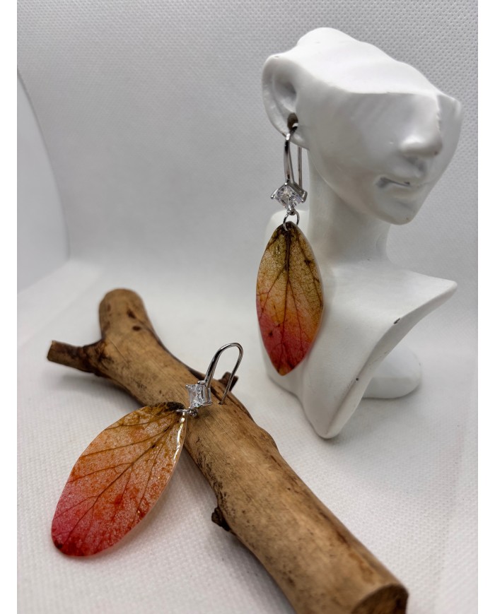 EDICIÓN LIMITADA pendientes artesanos de hoja natural esqueletizada