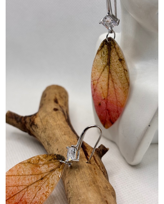 EDICIÓN LIMITADA pendientes artesanos de hoja natural esqueletizada
