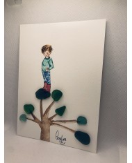 Ilustración pintada a mano con cristal marino