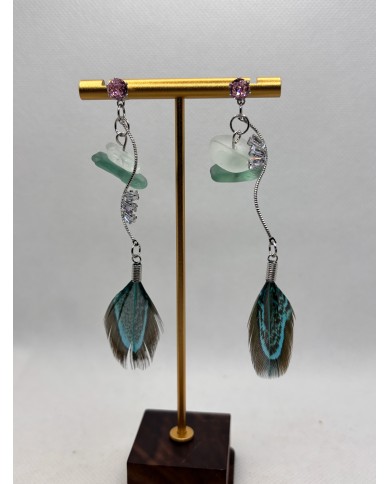 PENDIENTES ARTESANOS DE CRISTAL MARINO