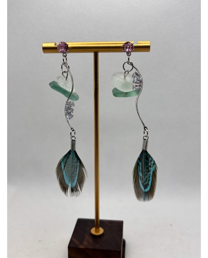 PENDIENTES ARTESANOS DE CRISTAL MARINO