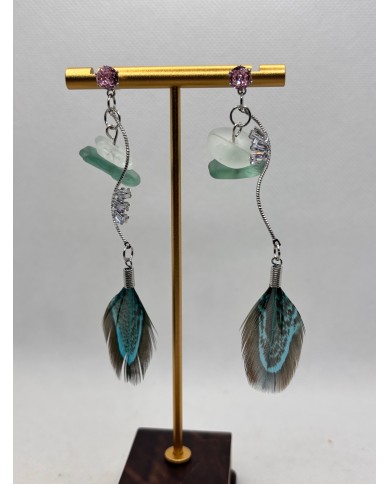 PENDIENTES ARTESANOS DE CRISTAL MARINO