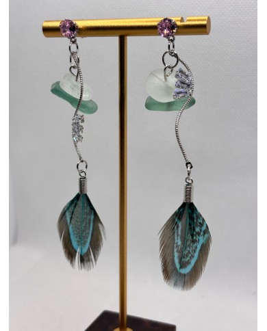 PENDIENTES ARTESANOS DE CRISTAL MARINO