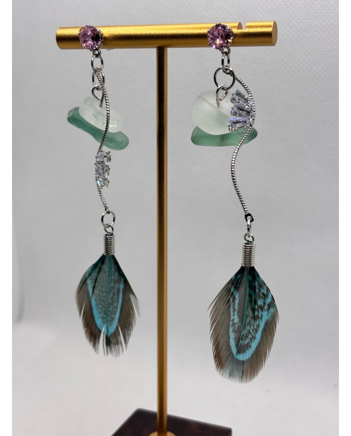 PENDIENTES ARTESANOS DE CRISTAL MARINO