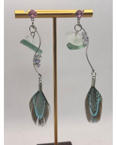 PENDIENTES ARTESANOS DE CRISTAL MARINO