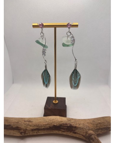 PENDIENTES ARTESANOS DE CRISTAL MARINO