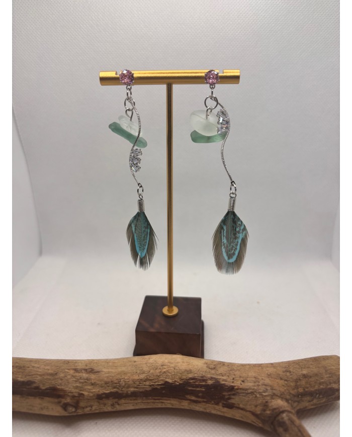 PENDIENTES ARTESANOS DE CRISTAL MARINO