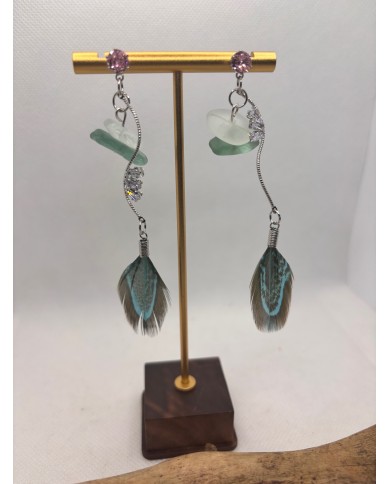 PENDIENTES ARTESANOS DE CRISTAL MARINO