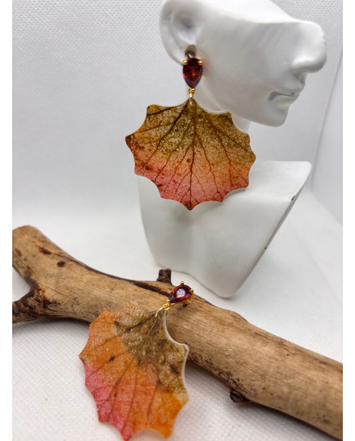 EDICIÓN LIMITADA pendientes artesanos de hoja natural esqueletizada