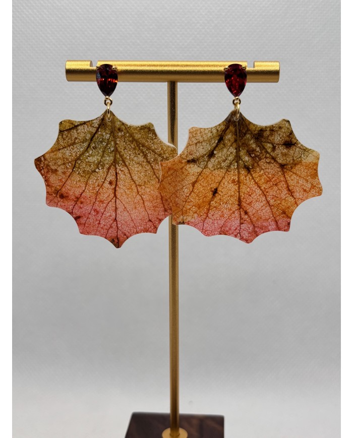 EDICIÓN LIMITADA pendientes artesanos de hoja natural esqueletizada