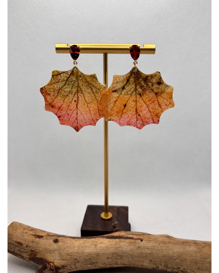 EDICIÓN LIMITADA pendientes artesanos de hoja natural esqueletizada