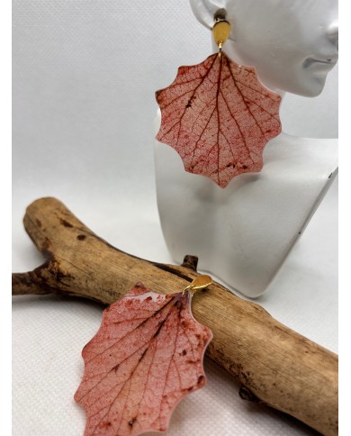 EDICIÓN LIMITADA pendientes artesanos de hoja natural esqueletizada