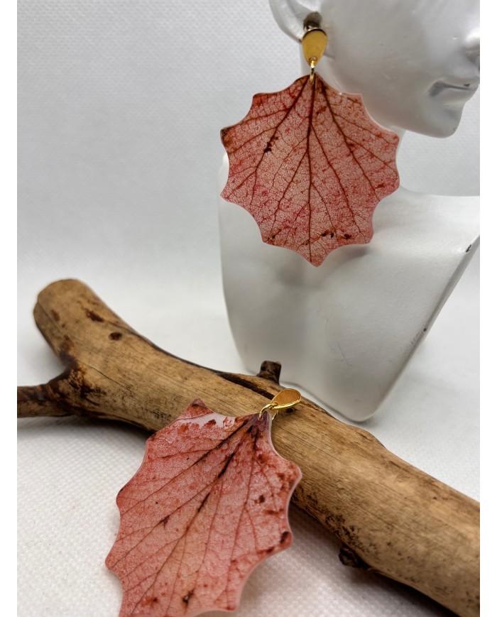 EDICIÓN LIMITADA pendientes artesanos de hoja natural esqueletizada