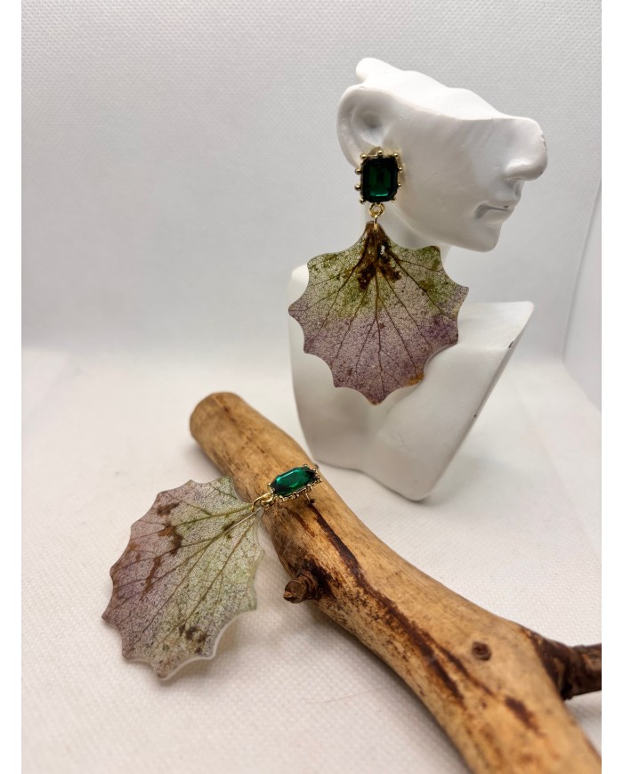 EDICIÓN LIMITADA pendientes artesanos de hoja natural esqueletizada