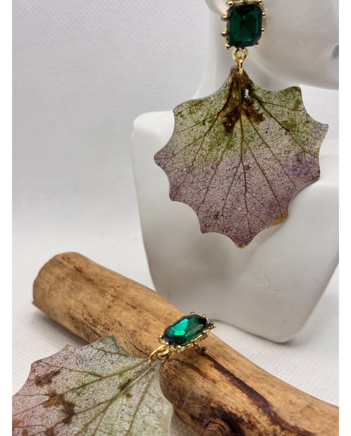 EDICIÓN LIMITADA pendientes artesanos de hoja natural esqueletizada