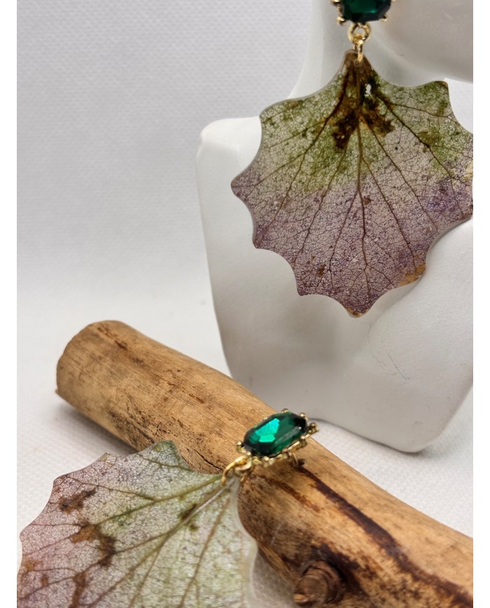 EDICIÓN LIMITADA pendientes artesanos de hoja natural esqueletizada