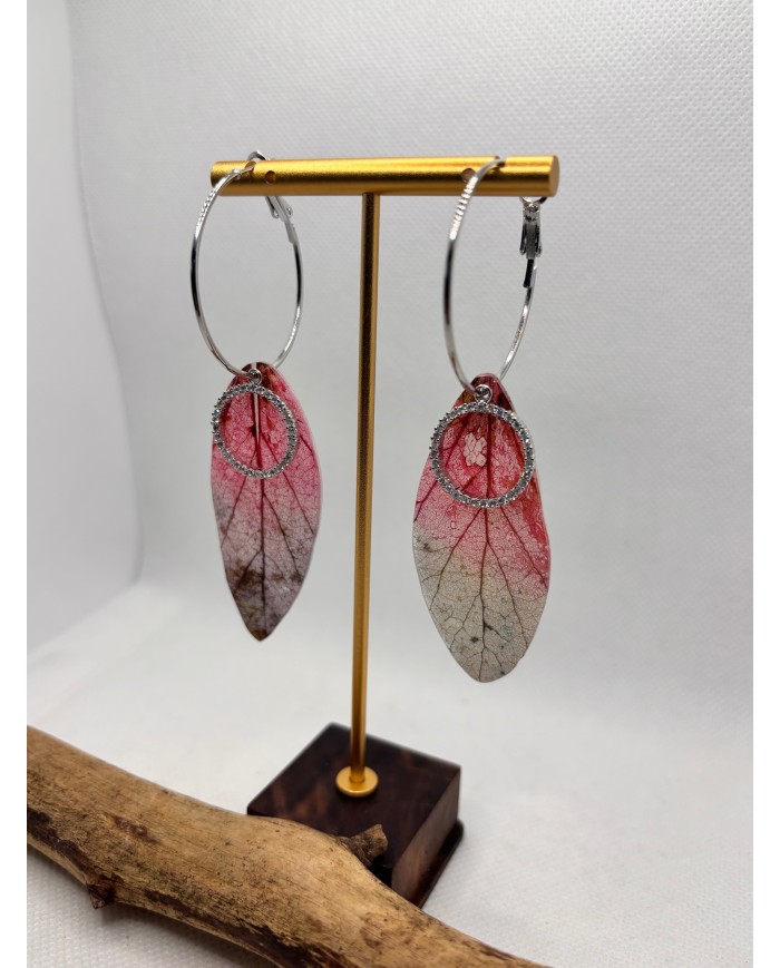 PENDIENTES ARTESANOS de hoja natural esqueletizada