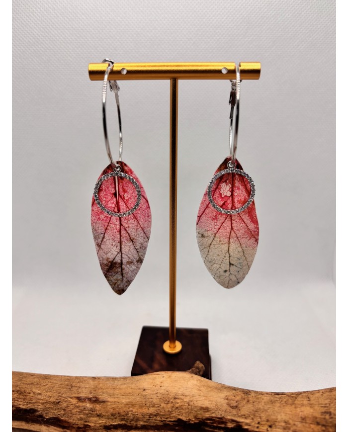 PENDIENTES ARTESANOS de hoja natural esqueletizada