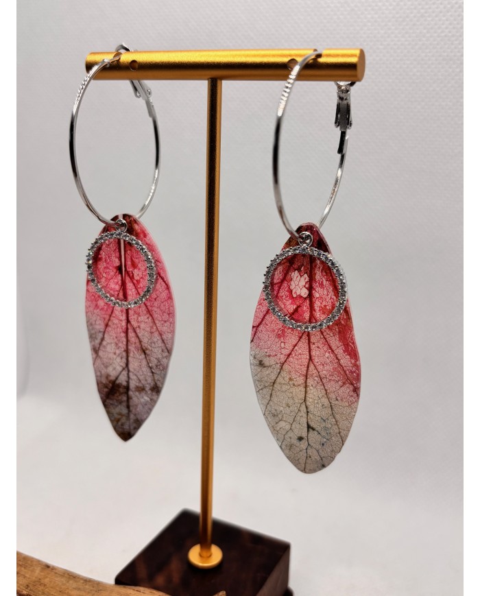 PENDIENTES ARTESANOS de hoja natural esqueletizada