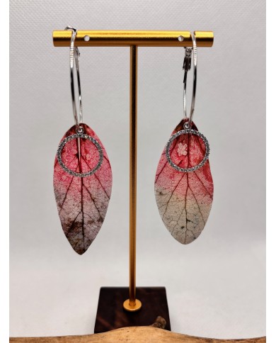 PENDIENTES ARTESANOS de hoja natural esqueletizada