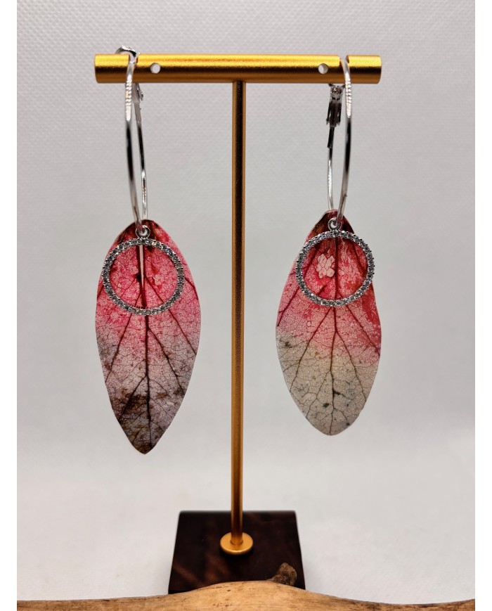 PENDIENTES ARTESANOS de hoja natural esqueletizada