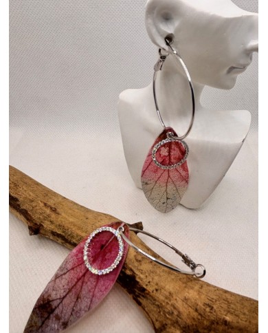 PENDIENTES ARTESANOS de hoja natural esqueletizada