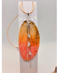 COLLAR  ARTESANO DE HOJA NATURAL ESQUELETIZADA