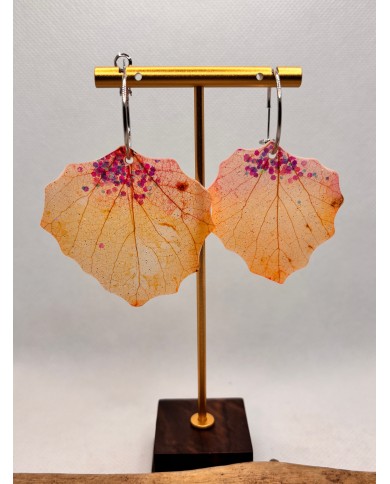 PENDIENTES ARTESANOS de hoja natural esqueletizada