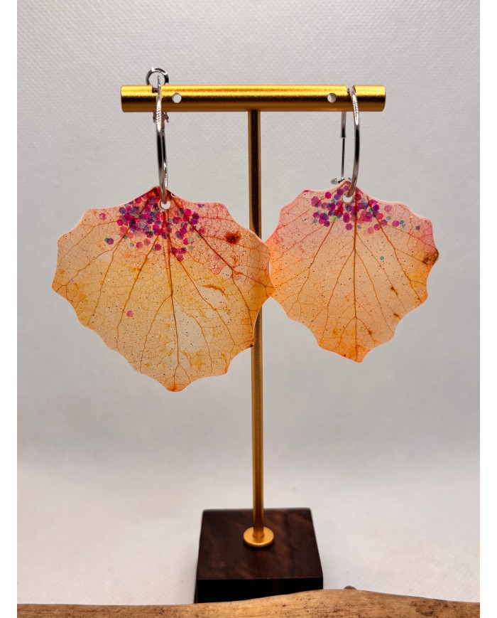 PENDIENTES ARTESANOS de hoja natural esqueletizada