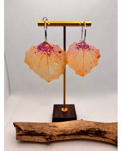 PENDIENTES ARTESANOS de hoja natural esqueletizada