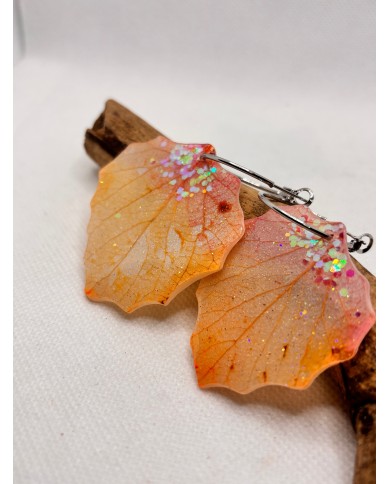 PENDIENTES ARTESANOS de hoja natural esqueletizada