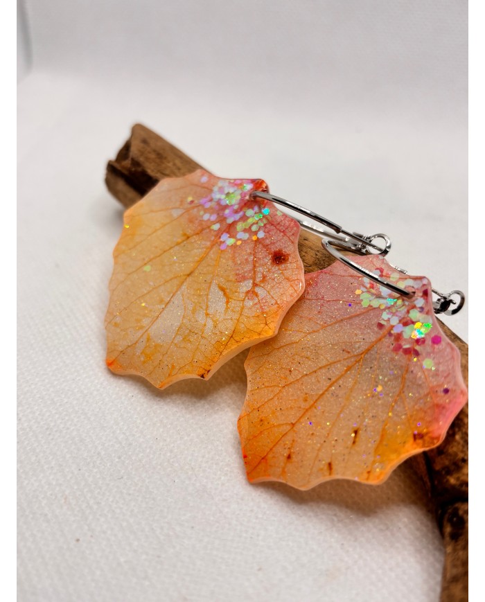 PENDIENTES ARTESANOS de hoja natural esqueletizada