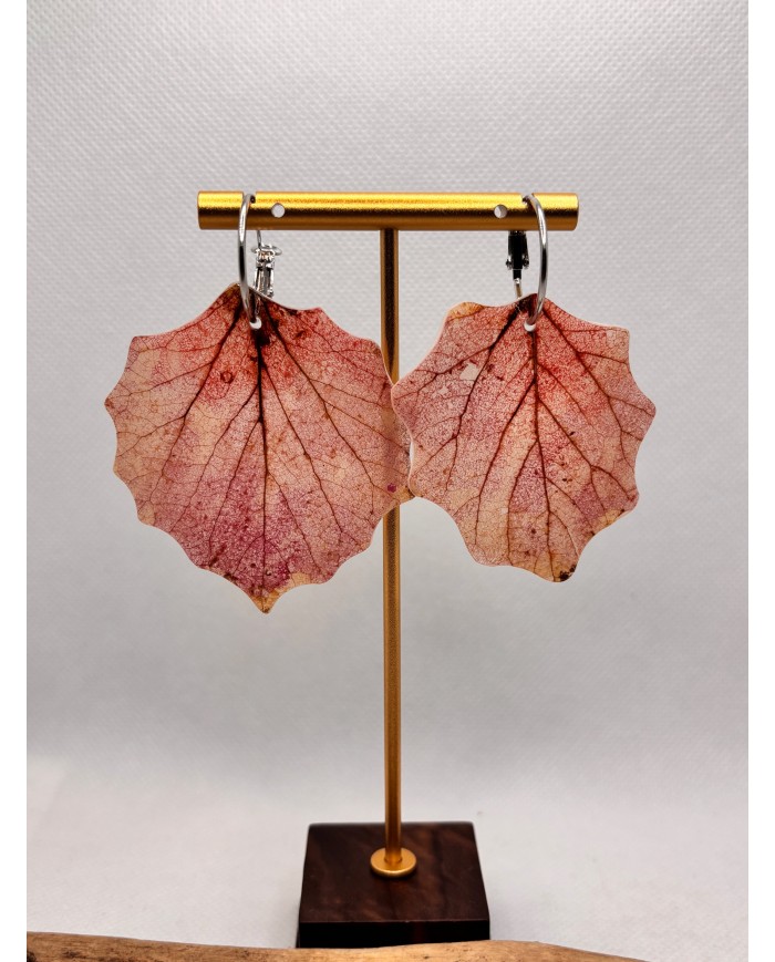 PENDIENTES ARTESANOS DE HOJA NATURAL ESQUELETIZADA