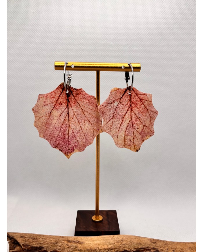 PENDIENTES ARTESANOS DE HOJA NATURAL ESQUELETIZADA