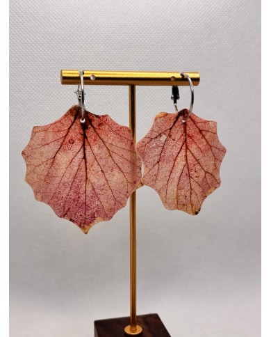 PENDIENTES ARTESANOS DE HOJA NATURAL ESQUELETIZADA